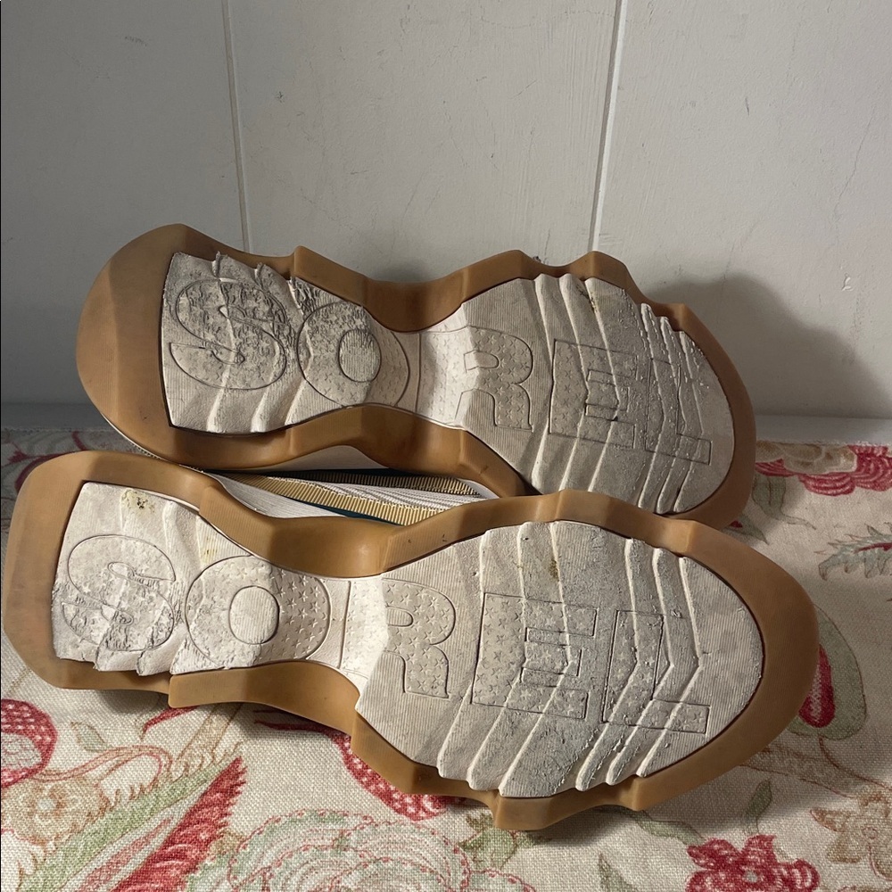 Sorel Kenetic Impact II Mule Slip On Beige and Teal Mesh Sneakers - Picture 4 of 12